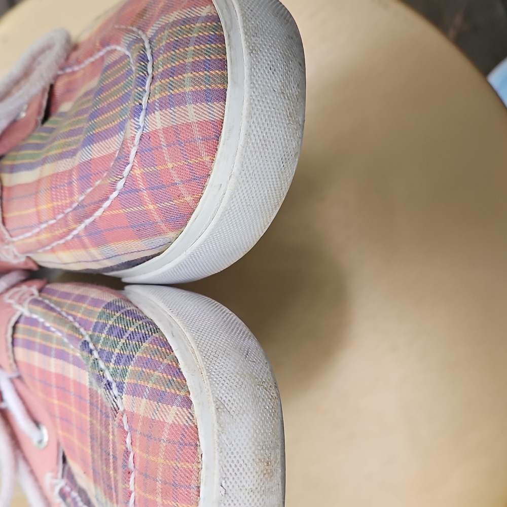 Polo by Ralph Lauren Pink Plaid Women's Deck Shoes. - Picture 3 of 7